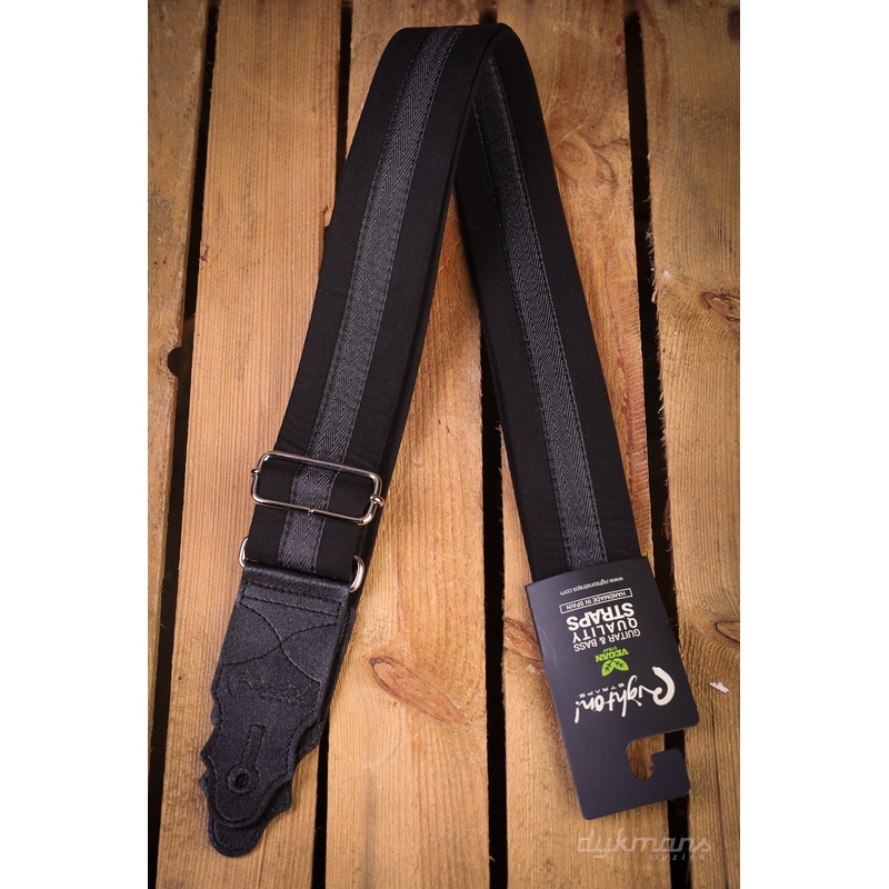 RightOn Guitar Strap Plain Black Standard Plus