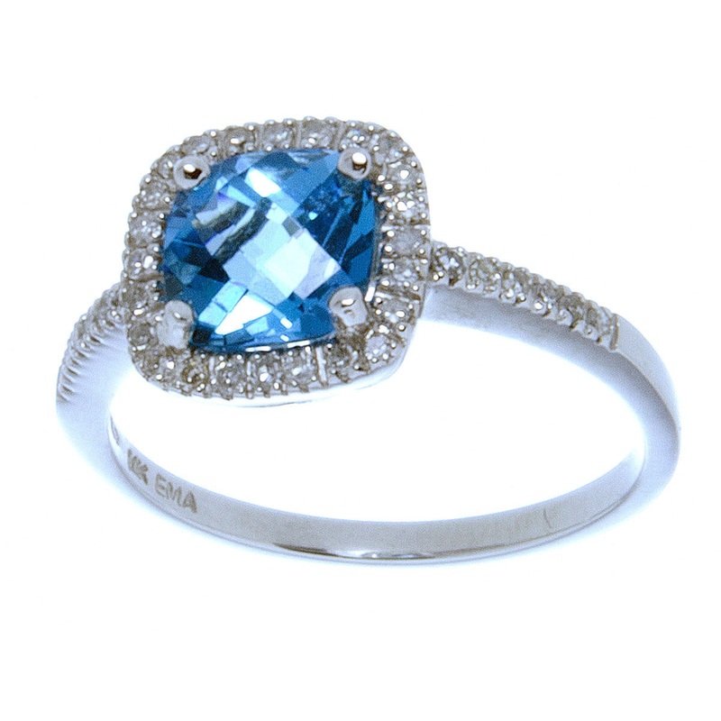 2.00ct Blue Topaz & Diamond Ring