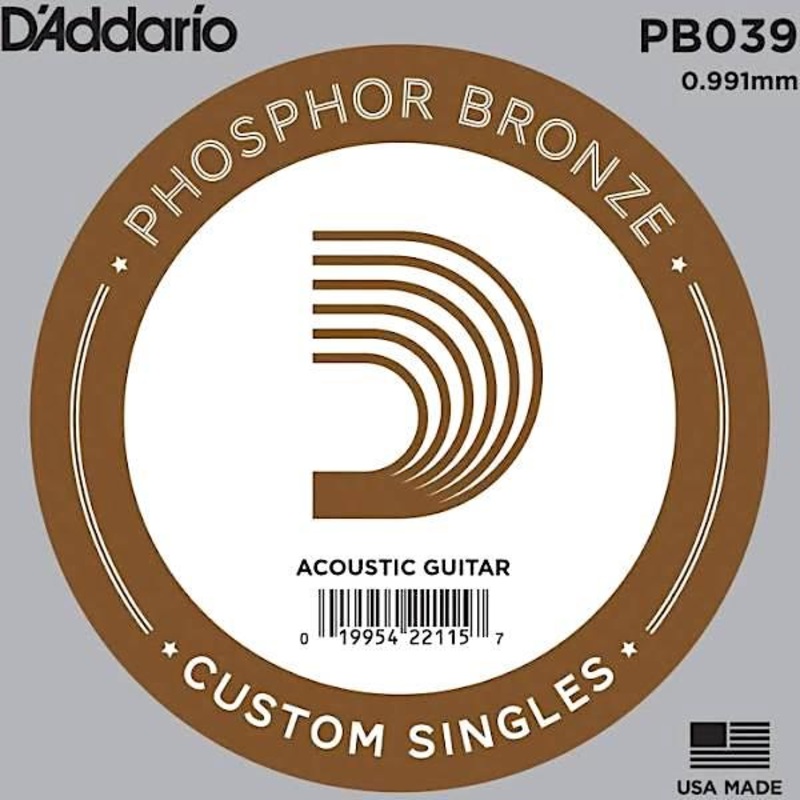 D'Addario PB039 Phosphor Bronze Acoustic Single String .039