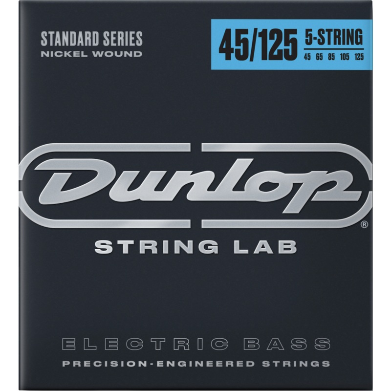 Dunlop DBN45125 Nickel Wound Long Scale 5-String Electric Bass Guitar Strings .045 -.125