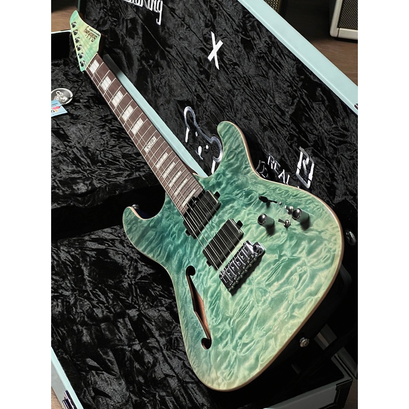 Soloking MS-1 Custom 24 HH Thinline Elite in Turquoise Wakesurf Limited Edition with Hardshell Case