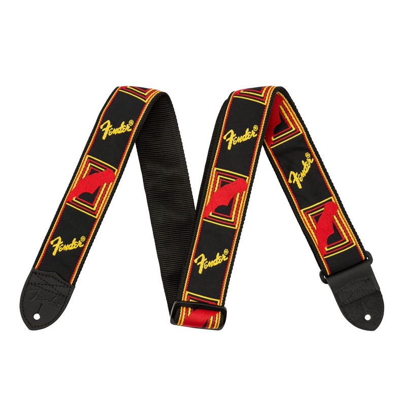 Fender 2' Monogrammed Guitar or Bass Strap, Black, Yellow and Red