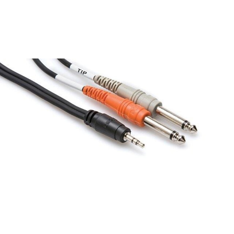 Hosa Stereo 3.5mm TRS - Dual 1/4"TS Cable - 3ft (CMP153)