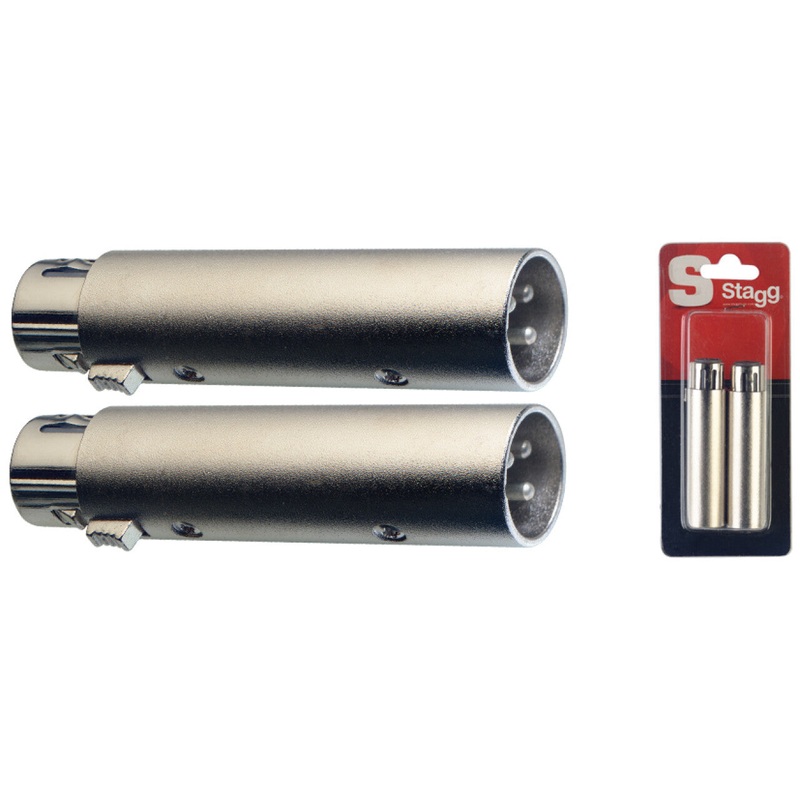 Stagg XLR Polarity Reverser 2x Symmetrical Female to Male XLR Adapter Matt Chrome AC-XFXMH