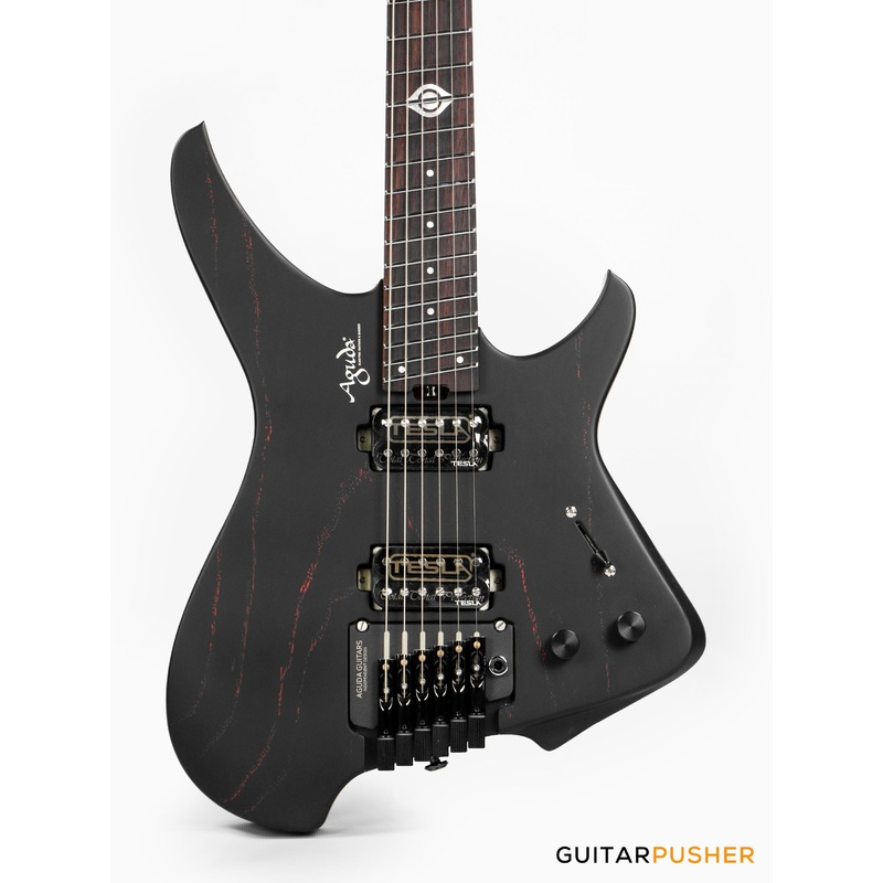 Aguda Black Hole Headless Electric Guitar Mahogany Body Ebony Fretboard - Sandblasted Red