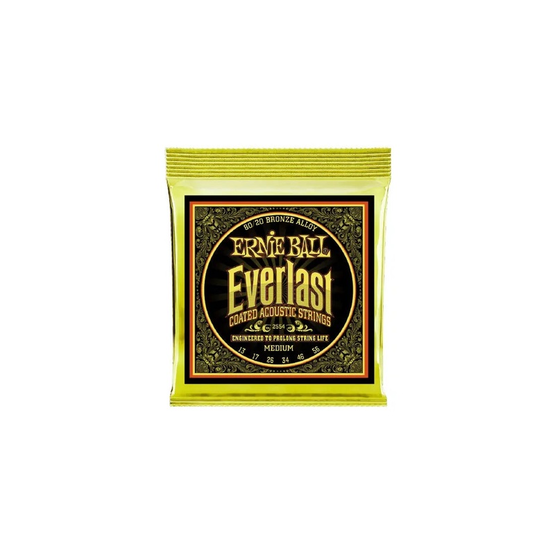 Ernie Ball Everlast Medium Coated 80/20 Bronze Acoustic Guitar Strings - 13-56 Gauge