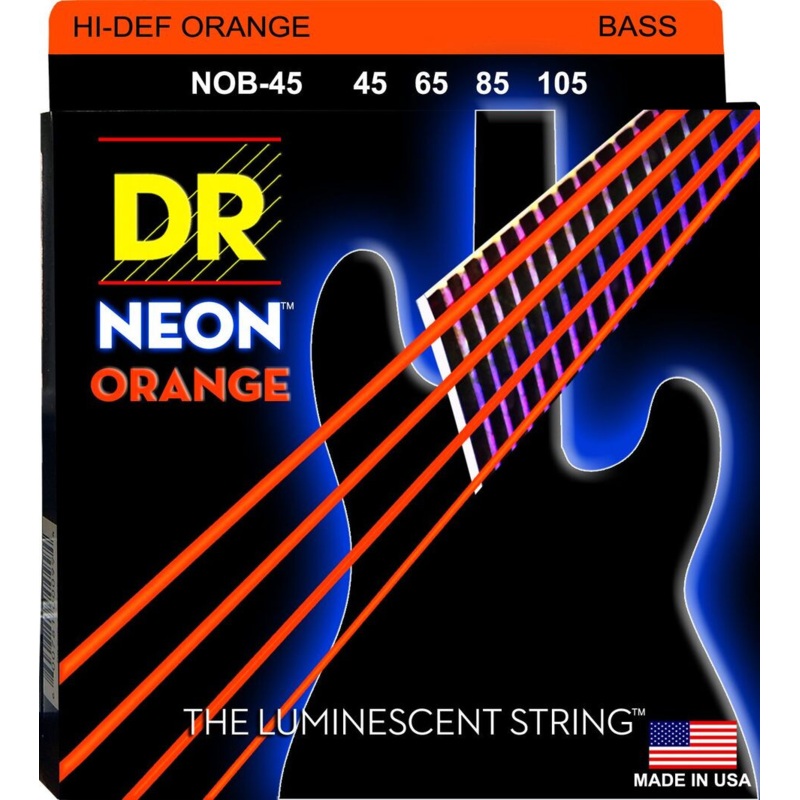 DR NOB-45 Hi-Def Neon Bass Strings - Orange 45-105