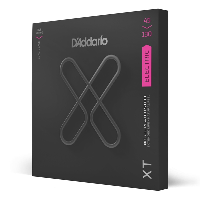 D'Addario XTB45130 XT Bass Nickel Plated Steel, Regular Light, 5-String Long Scale, 45-130