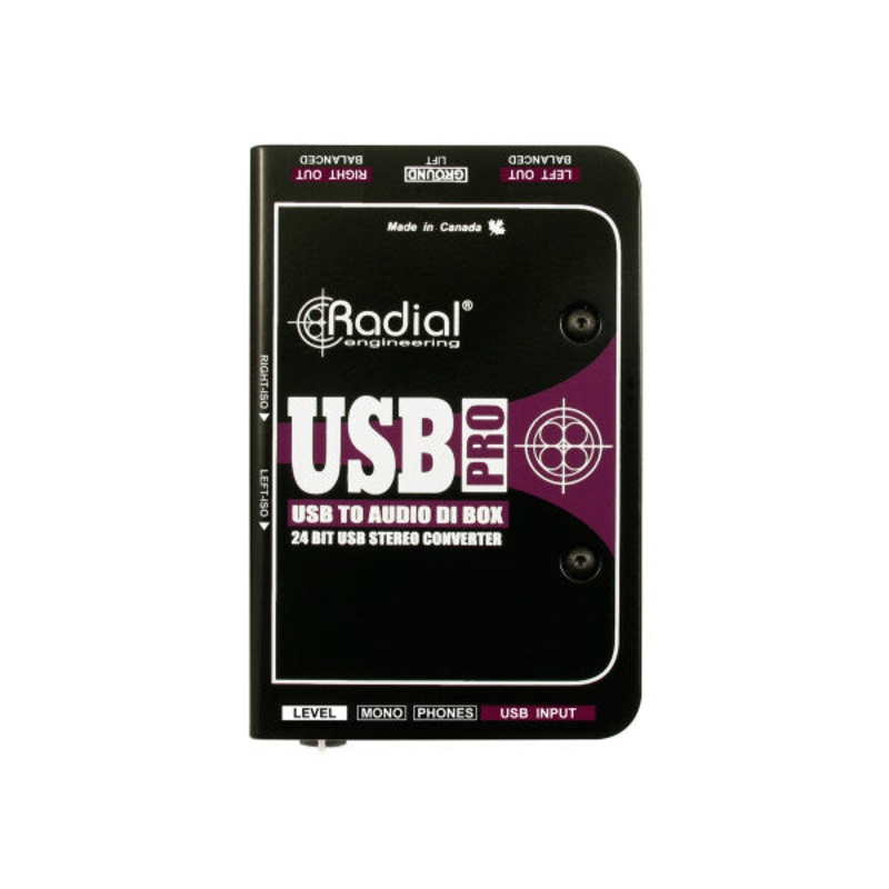 Radial USB-Pro Stereo USB Laptop Direct Box with 24-bit/96kHz DAC and XLR Outputs (R800-1050-00)