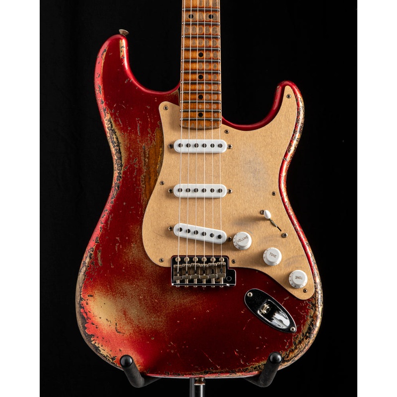 Used Fender Custom Shop '54 Roasted Strat Super Heavy Relic Aged Candy Apple Red over 2-Color Sunburst