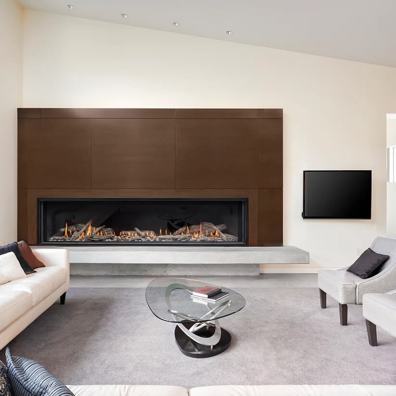 Montigo 72" D7215NI-2 Distinction Single Sided Direct Vent Fireplace, Linear Burner, IPI