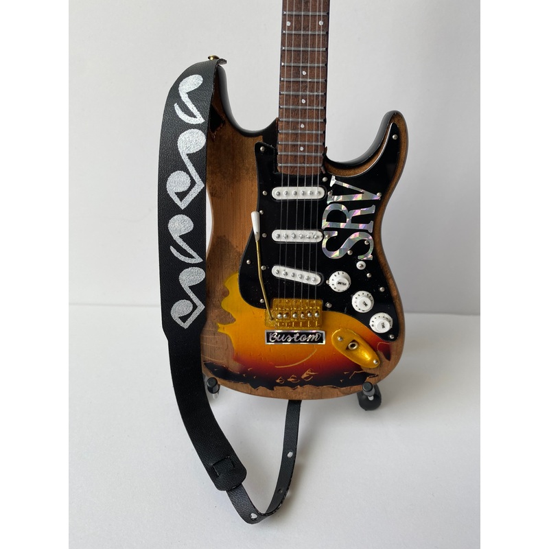 Stevie Ray Vaughan Mini Guitar Strap - SRV Musical Note Black Strap - AXE HEAVEN