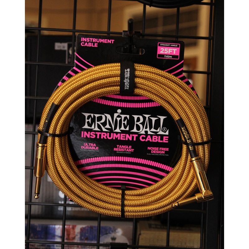 Ernie Ball 25' Heavy Duty Braided Guitar Cable Black