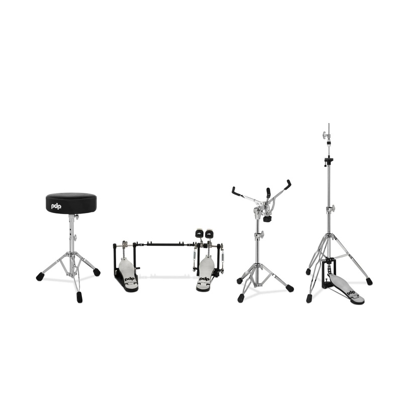 PDP 4pc Hardware Pack. Inc: 700 Series Double Pedal, 3-leg Hi-Hat Stand, Snare Stand & Stool