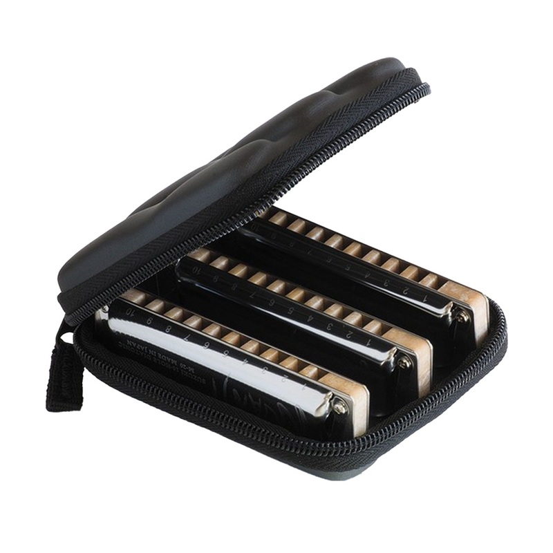 Suzuki Manji Major 10-Hole diatonic harmonica 3 keys set with EVA zipper case (G, A, C) (M-20-MP)