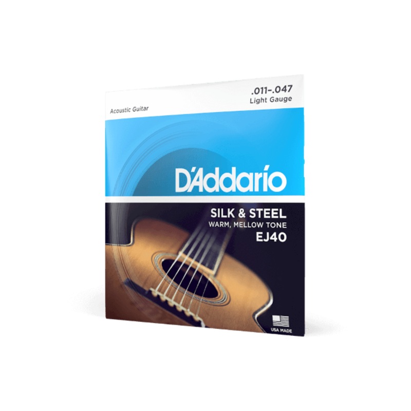 D'Addario 11-47 Light, Silk & Steel Acoustic Guitar Strings EJ40