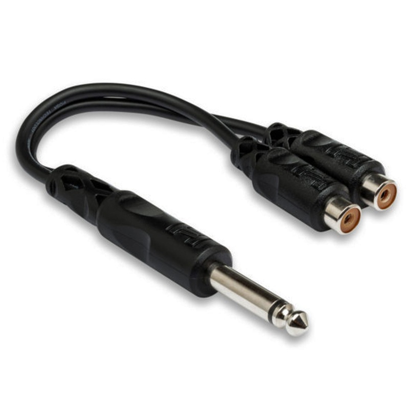 Hosa YPR-103 Y Cable, 1/4 in TS to Dual RCAF