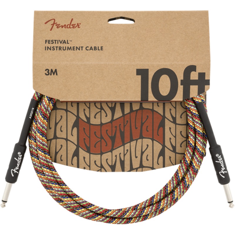 Fender Pure Hemp Festival Instrument Cable - Rainbow - 3m