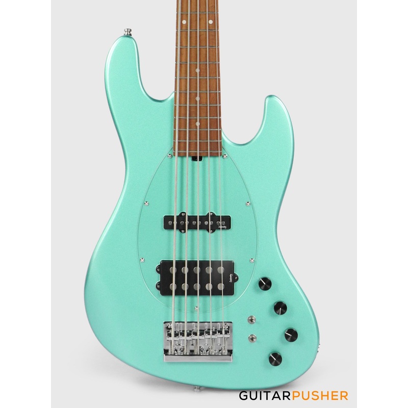 Sadowsky Metro Express 5 M/J Roasted Maple Fingerboard, Clear Pickguard 5-String Bass Guitar - Sage Green