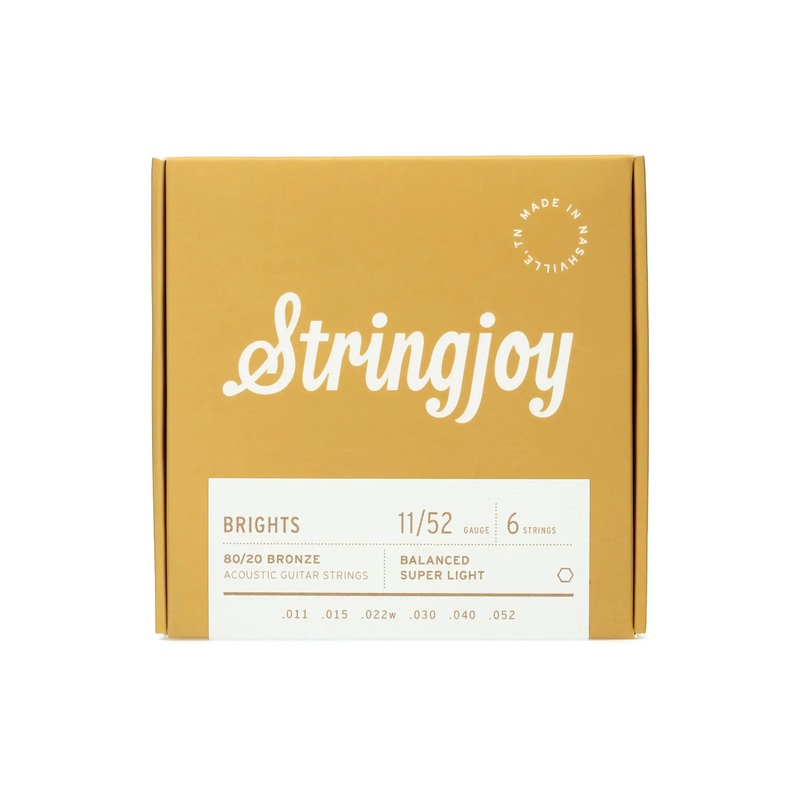 Stringjoy Brights SJ-BB1152 80/20 Bronze Acoustic Guitar Strings - Balanced Super Light .011-.052
