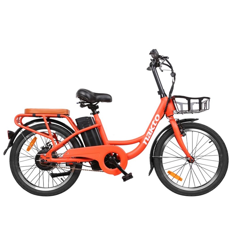 2026 Nakto PONY 36V 20" City Cargo Single Speed Lithium Electric Bike Orange