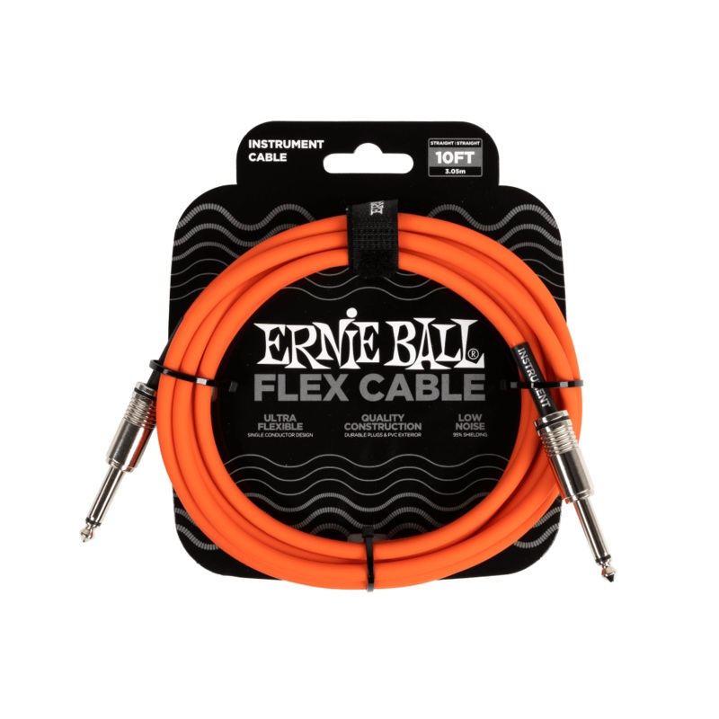 Ernie Ball P06416 10 Flex Instrument Cable Straight/Straight Orange