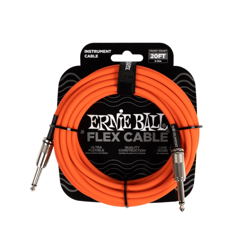 Ernie Ball P06421 20 Flex Instrument Cable Straight/Straight Orange