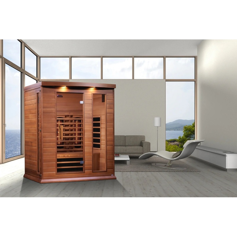 Golden Designs Maxxus MX-M306-01-FS CED 3 Person Full Spectrum Near Zero EMF FAR Infrared Sauna, Canadian Red Cedar Natural