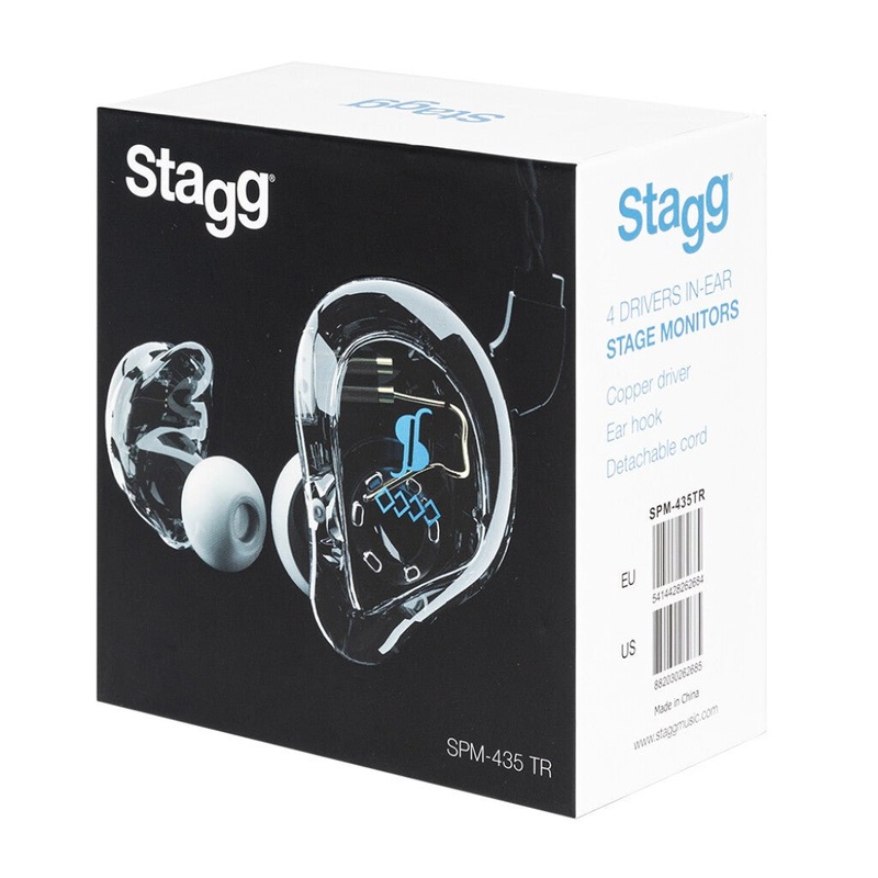 Stagg SPM-435 4-Driver Sound-Isolating In-Ear Monitors (Black / Transparent) Black