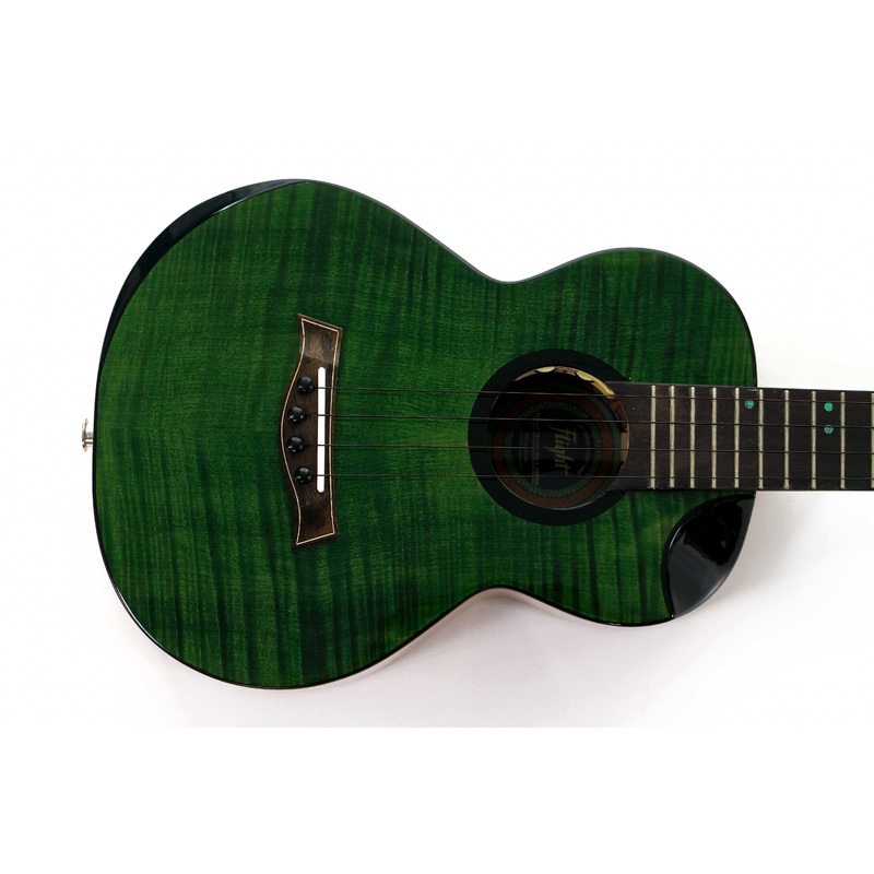 Flight Comet Green EQ-A Solid Flamed Maple Top Tenor Ukulele