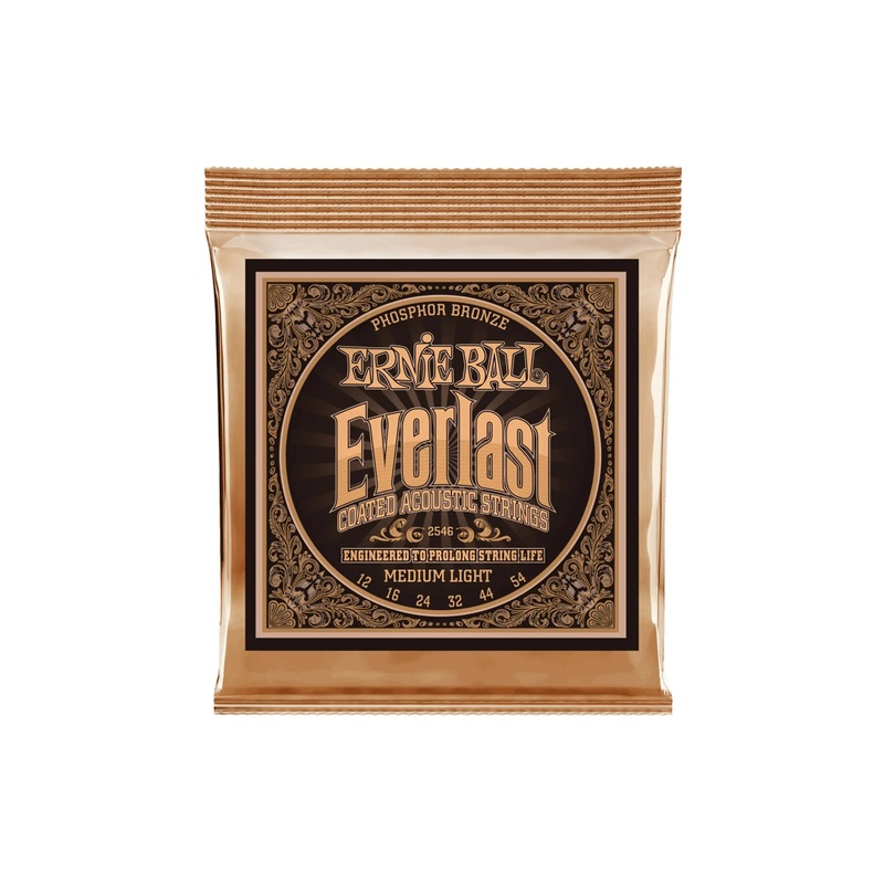Ernie Ball Everlast Medium Light Coated Phosphor Bronze Acoustic Guitar Strings - 12-54 GAUGE