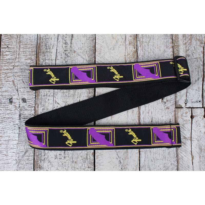 Fender Neon Monogrammed Strap 2 Inch Guitar Strap Purple and Yellow