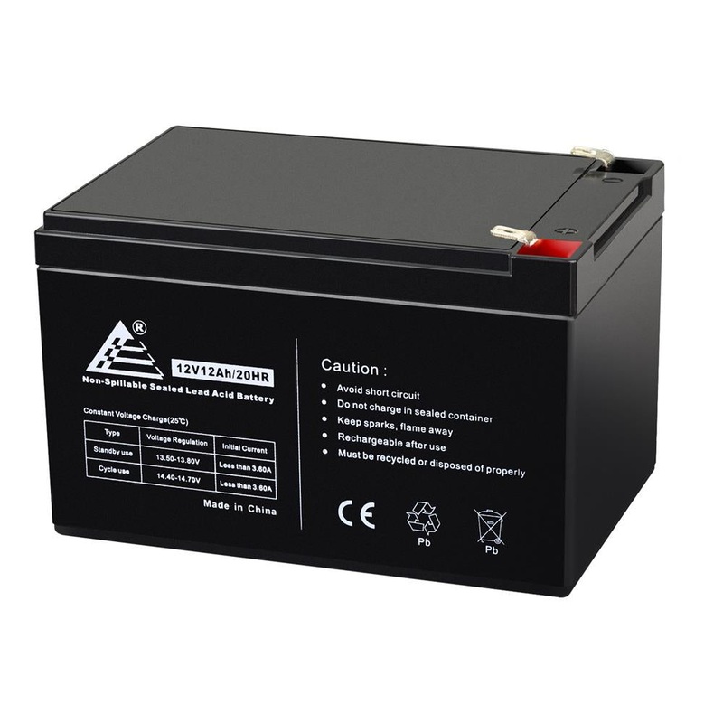 MotoTec Universal Sealed 12V 12Ah SLA Battery with Flat Terminals, Batt-12v-12ah
