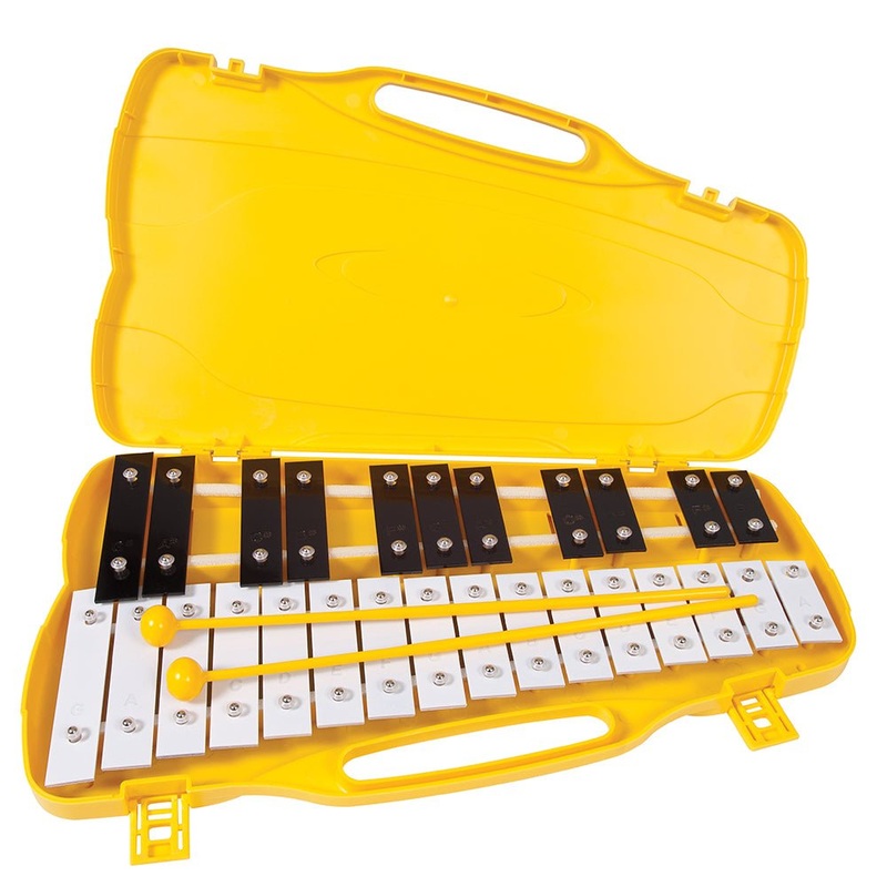 PP World 27 Note Glockenspiel - Black & White Metal Keys with Beaters