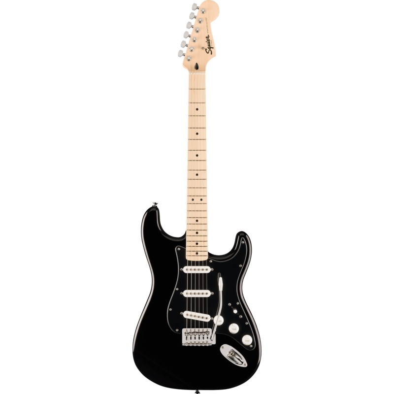 Squier FSR Sonic Stratocaster - Maple Fingerboard - Black Pickguard - White Plastic Parts - Black