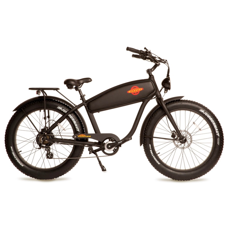 Wildsyde The Beast w/THROTTLE 500W 7 Speed Vintage Fat Tire Electric Bike Matte Black