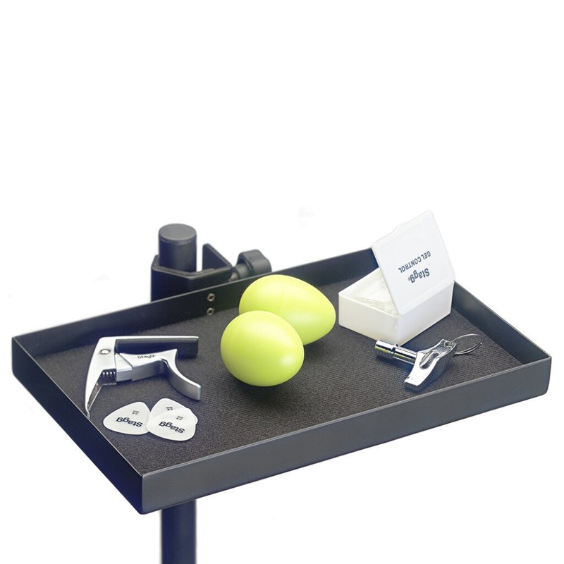 Stagg ACTR-2515 BK Clamp-On Accessory Tray with Bag (25 x 15 cm, Black)
