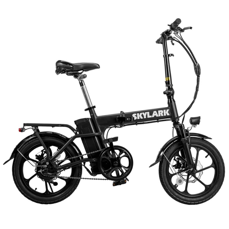 2026 Nakto SKYLARK 2 500W 48V 16" Lithium Folding Electric Bike, Front Suspension Black