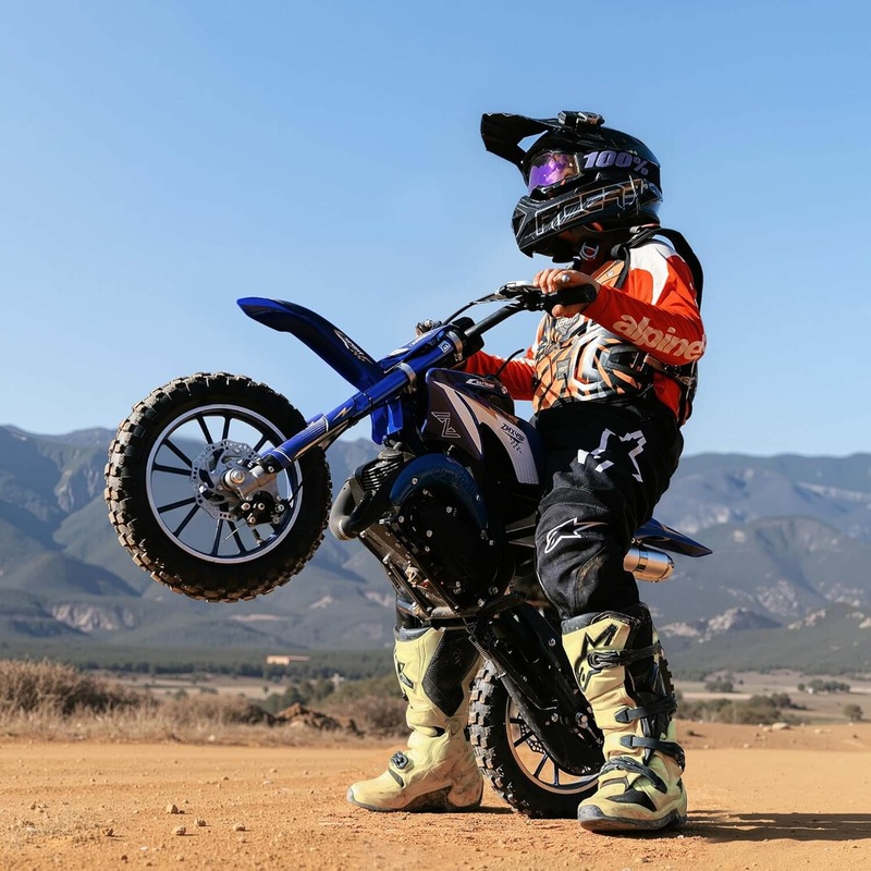 Zeaimx 49cc 2-Stroke Kids' Gas Dirt Mini Bike Blue