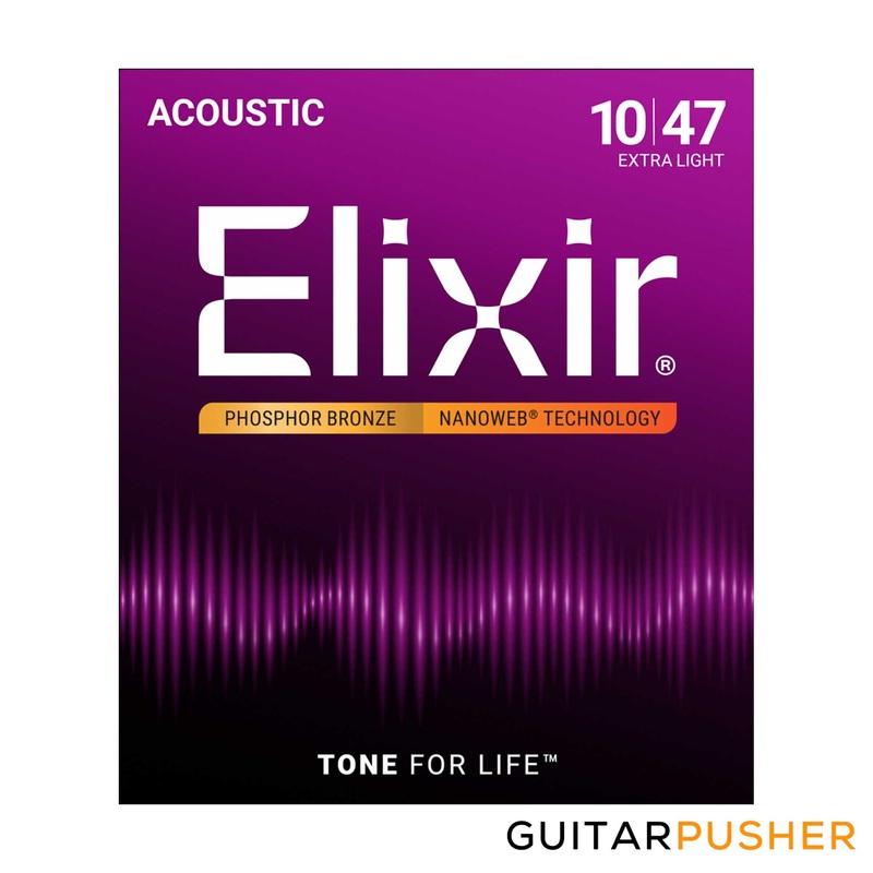 Elixir Acoustic Phosphor Bronze Standard Gauge Acoustic Guitar Strings with NANOWEB Coating