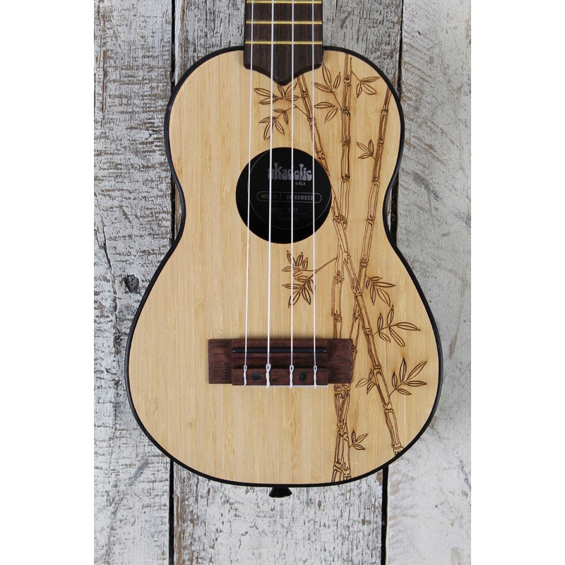 Kala Bamboo Top Ukadelic Soprano Ukulele UK-BAMBOO Natural Satin with Tote Bag