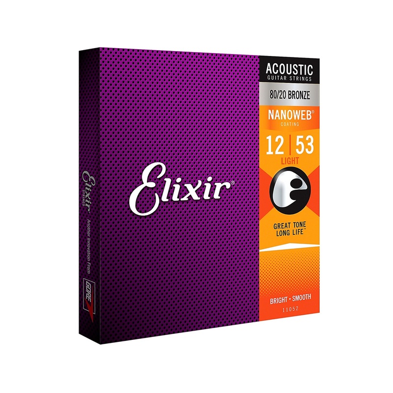 Elixir Nanoweb 80/20 Bronze Acoustic Guitar Strings 12-53 Light 11052