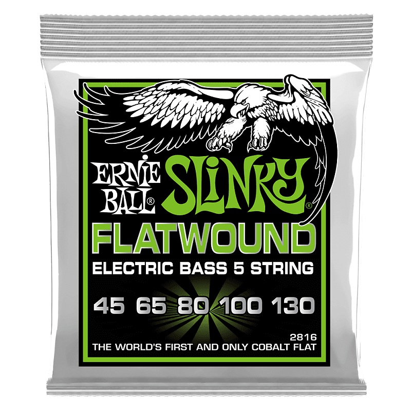 Ernie Ball Flatwound Regular Slinky 5-String Bass Guitar Strings 45-130