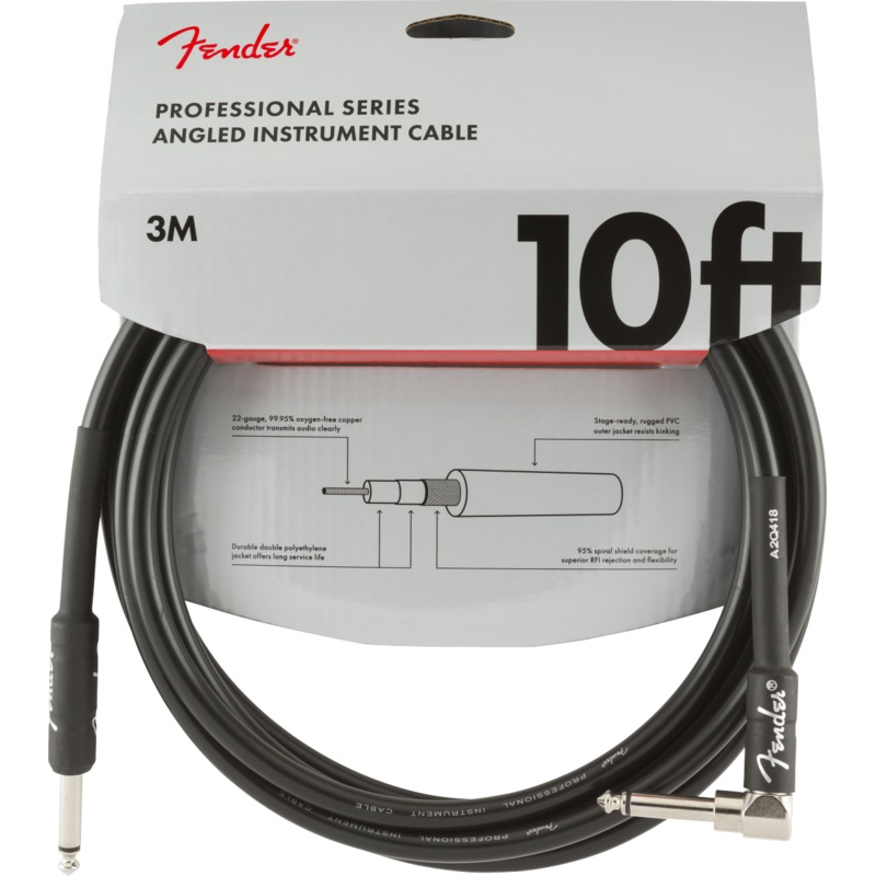 Fender Professional Series Straight to Right Angle Instrument Cable 10'