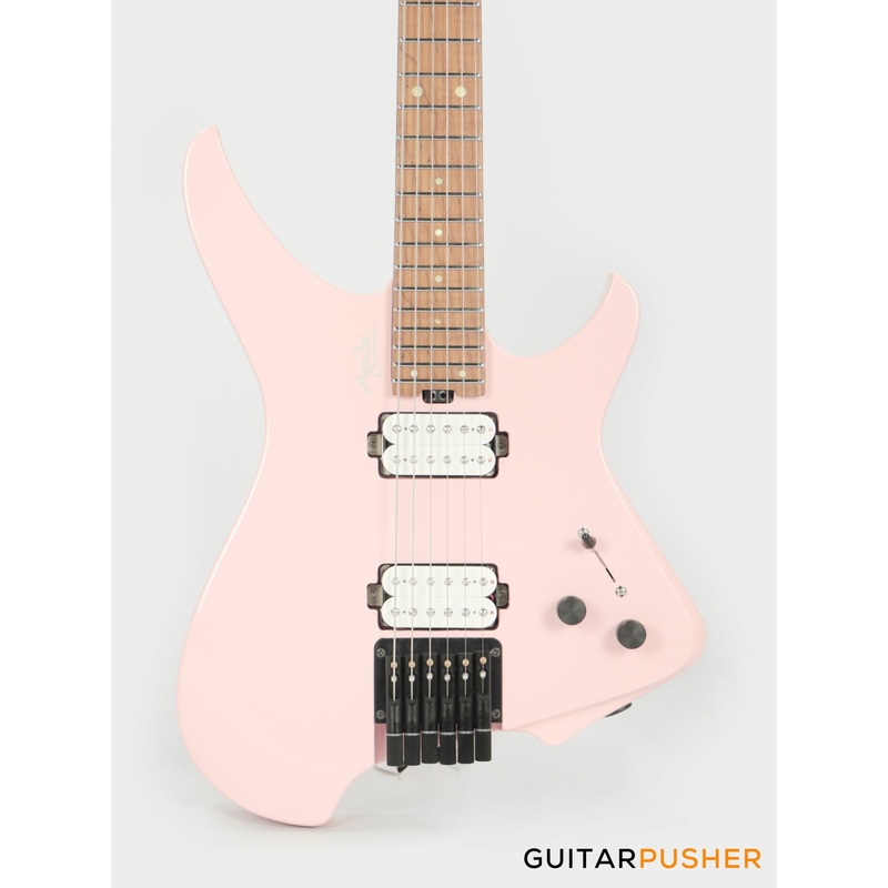 Aguda Musicboy Headless Electric Guitar Alder Body Roasted Maple Fretboard - Shell Pink