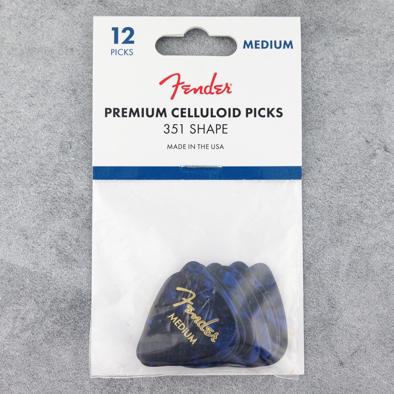 Fender Premium Celluloid Picks 351 Shape, Medium, Blue Moto 12-Pack