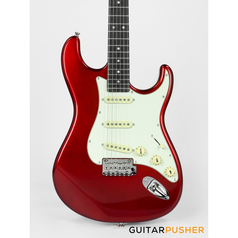 Tagima New T-635 Classic Series S Style Electric Guitar - Metallic Red (Rosewood Fingerboard/Mint Green Pickguard)