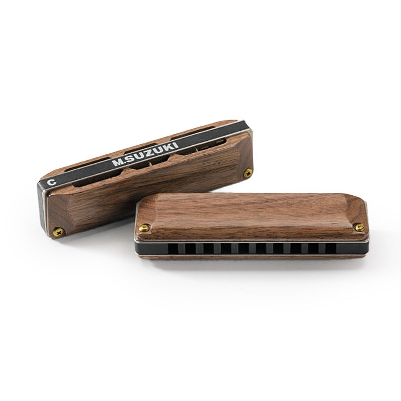 Suzuki M-20W Manji 10-hole wooden cover diatonic harmonica - G (M-20WG)