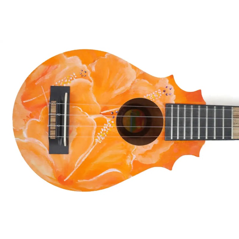 UKeSA 'One Of A Pine' Custom Orange Hibiscus Pineapple Sunday Tenor Ukulele - Pre-Owned