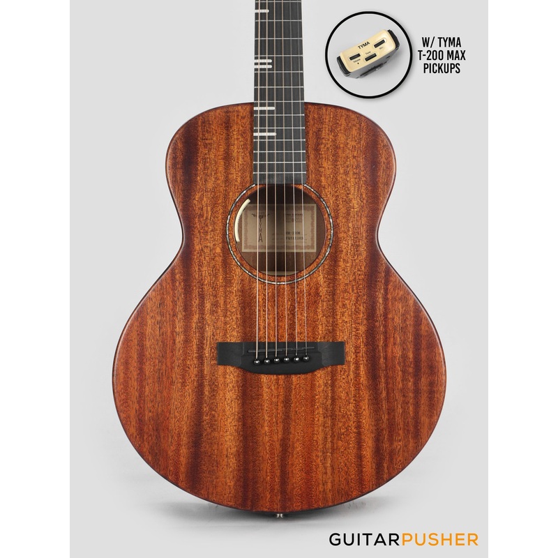 Tyma HM-350ME Solid Mahogany Top Mahogany Mini Jumbo Acoustic-Electric Guitar with T-200 MAX preamp